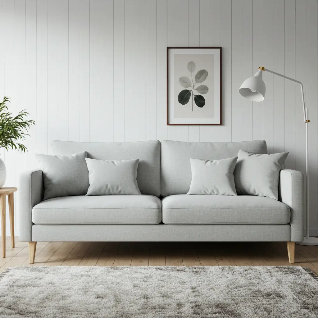 Scandinavian Minimalist Sofa in Light Gray