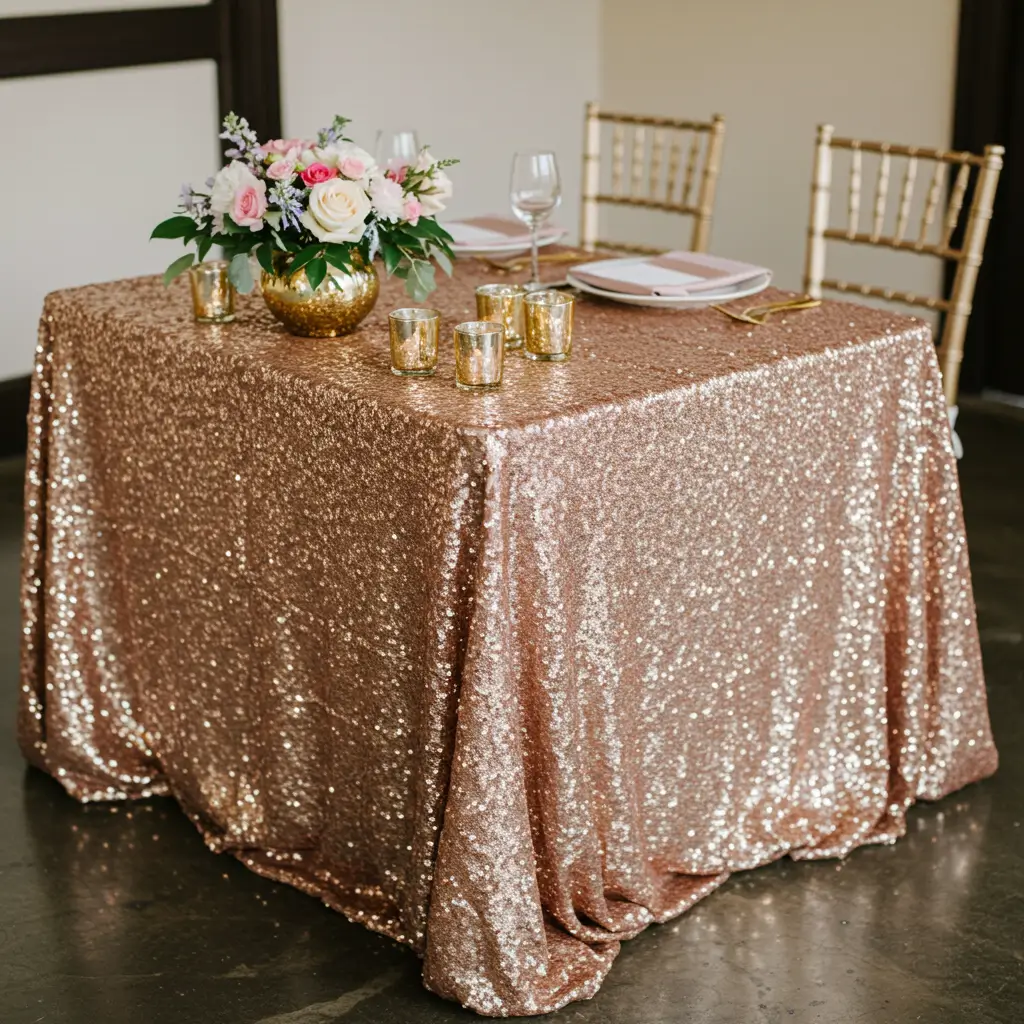 Sequin Table Cloths for Glam Weddings