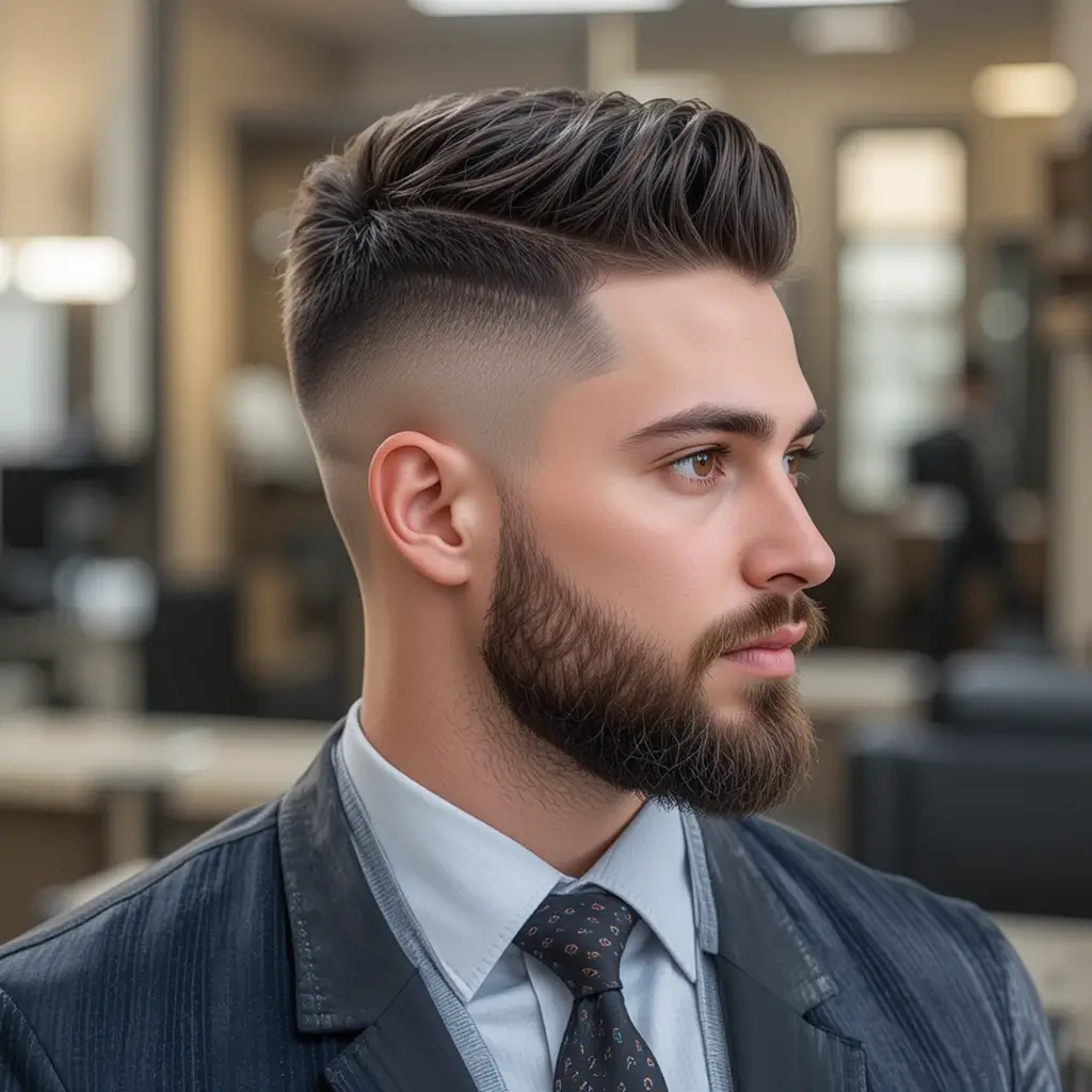 Skin Fade with Short Boxed Beard