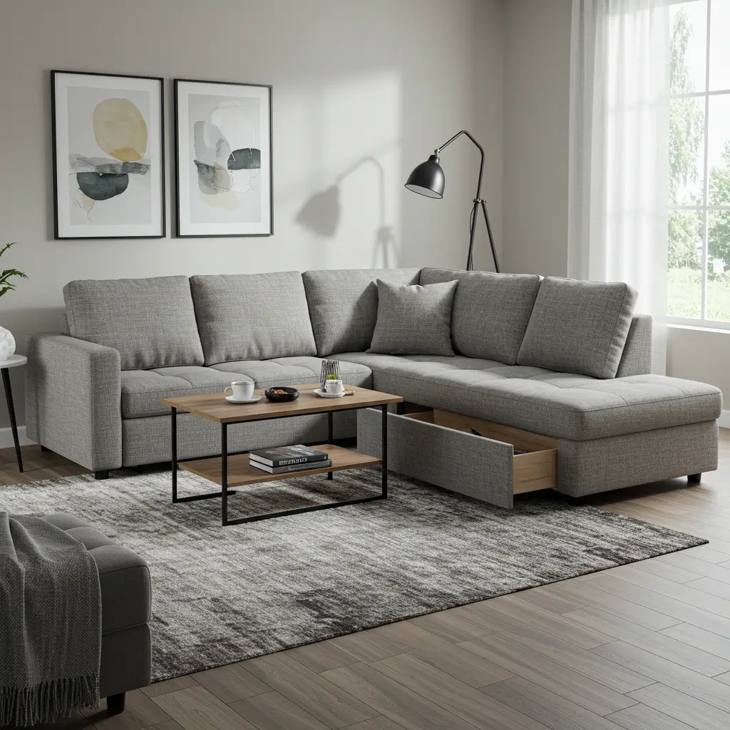 Sleeper Sectional with Under-Seat Drawers