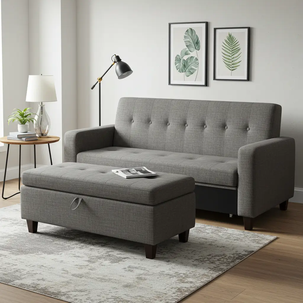 Sleeper Sofa in Velvet Upholstery