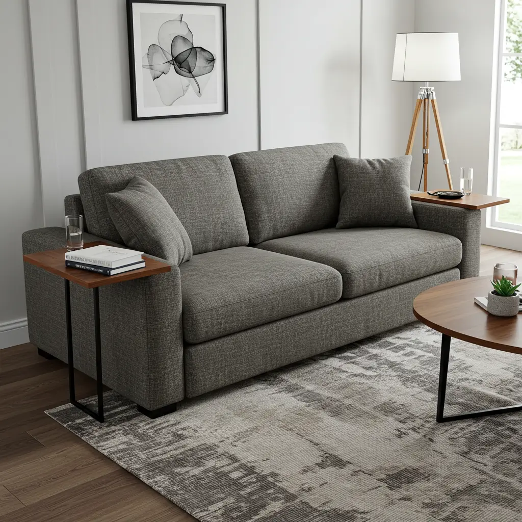 Sleeper Sofa with Armrest Tables