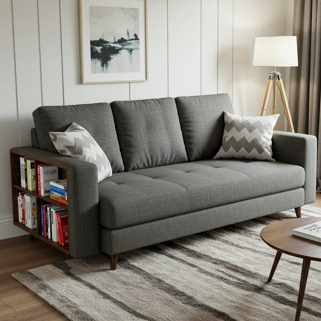 Sleeper Sofa with Fold-Down Armrests