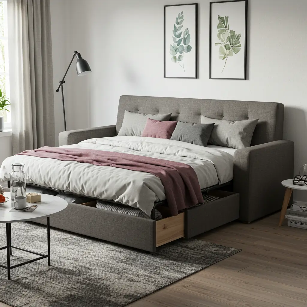 Sleeper Sofa with Storage Drawers