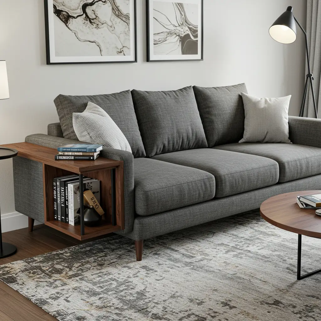 Sofa with Built-In Side Tables