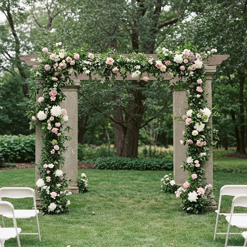 Stone Pillars with Climbing Vines