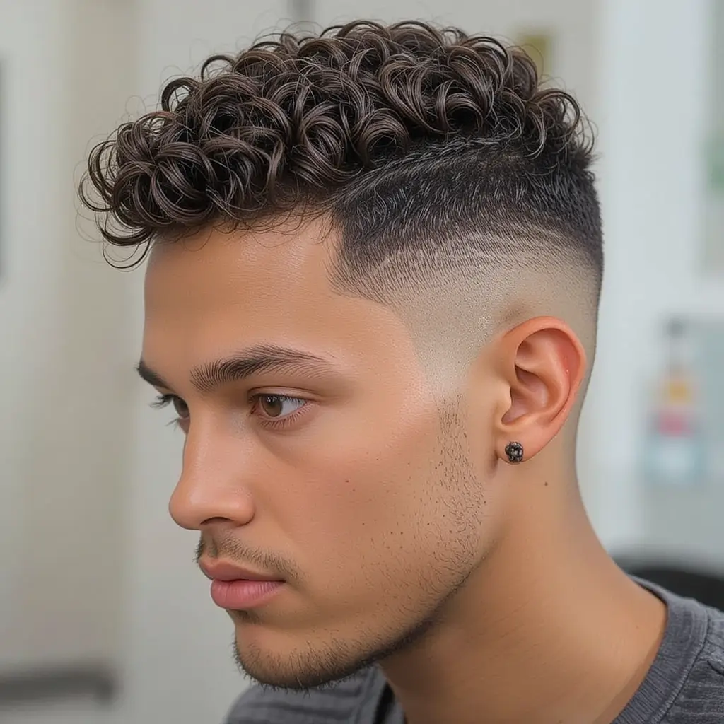 Taper Fade with Short Curly Top