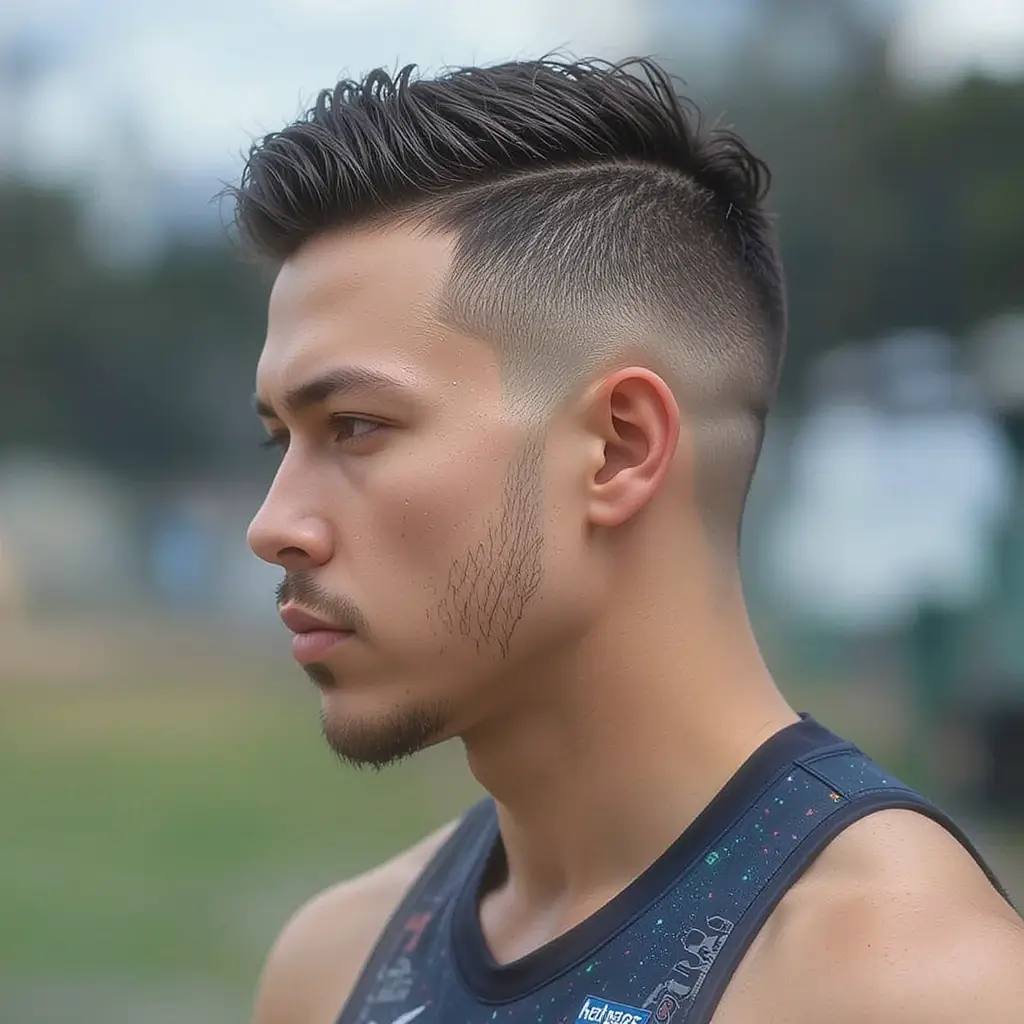 Temple Fade with Razor Design
