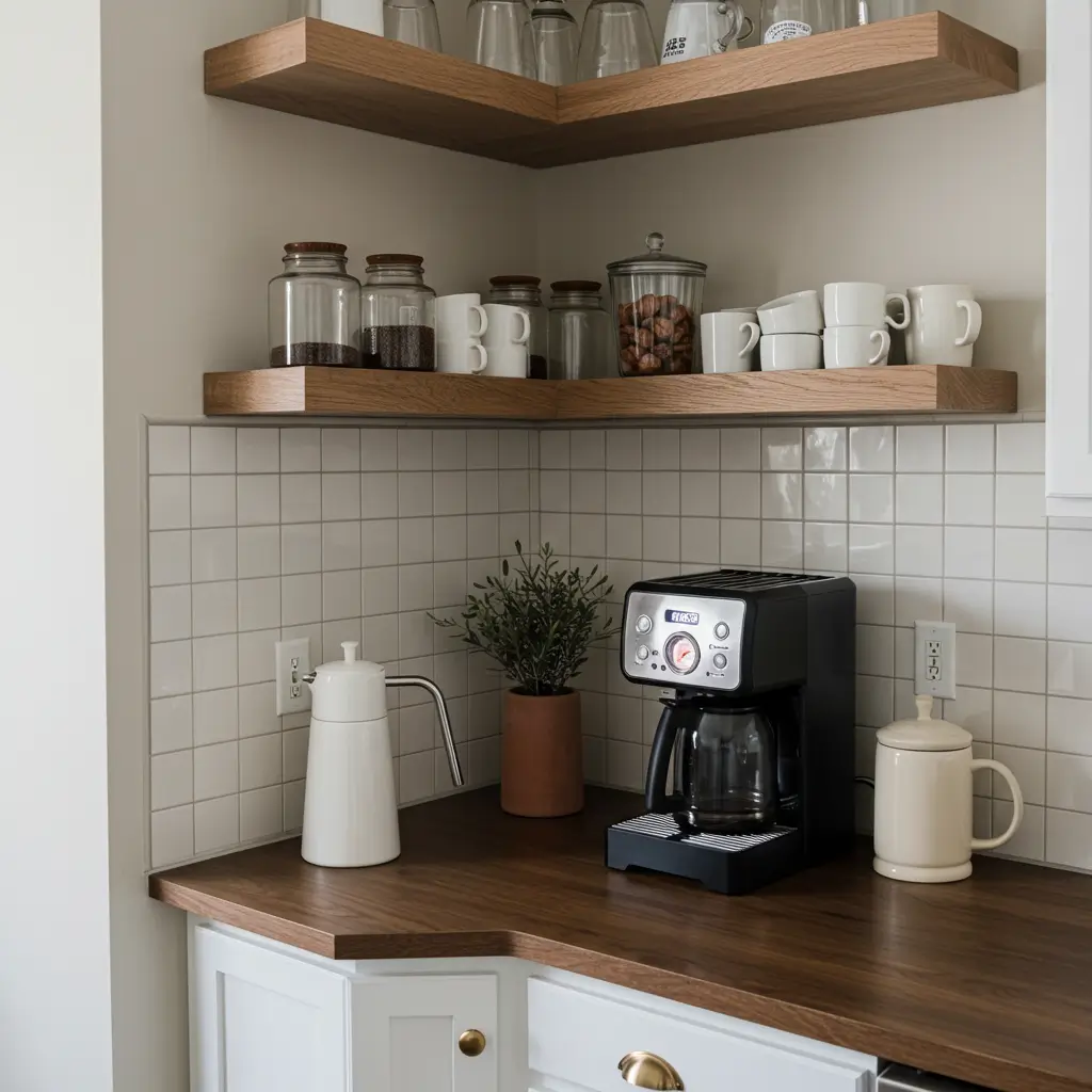 Tiled Backsplash Coffee Corner