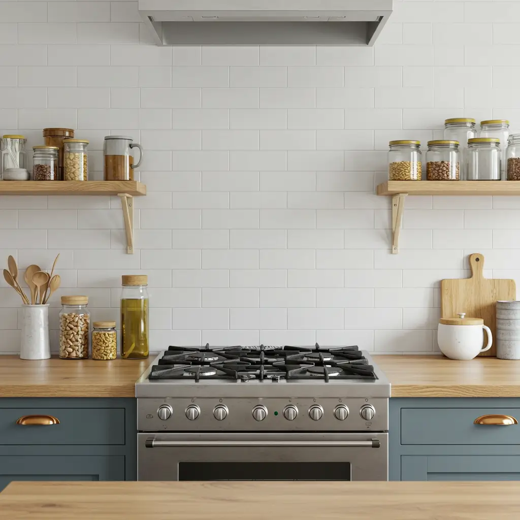 Tiled Backsplashes in Simple Patterns