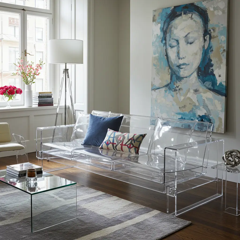 Transparent Acrylic Sofa for Ultra-Modern Vibe