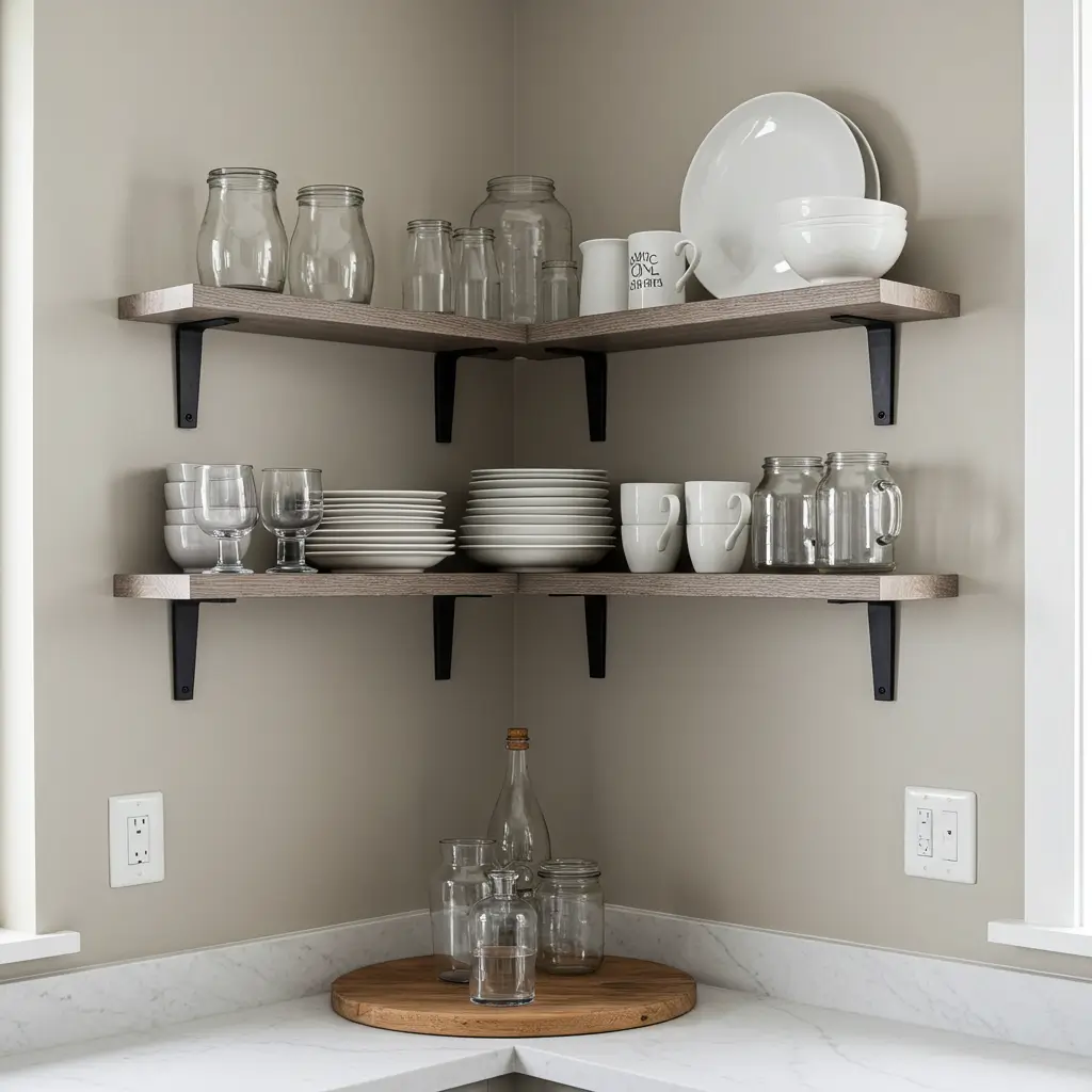 Use Floating Corner Shelves
