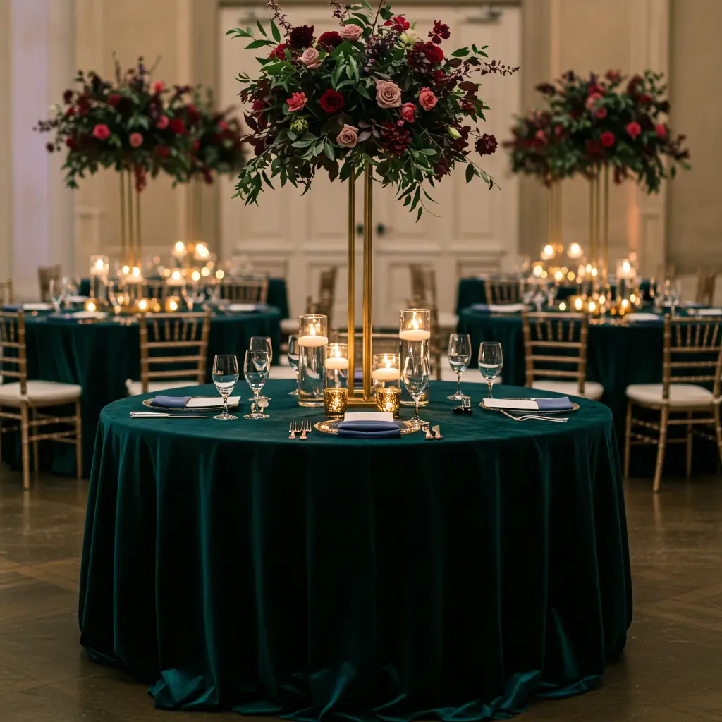 Velvet Table Cloths in Deep Jewel Tones