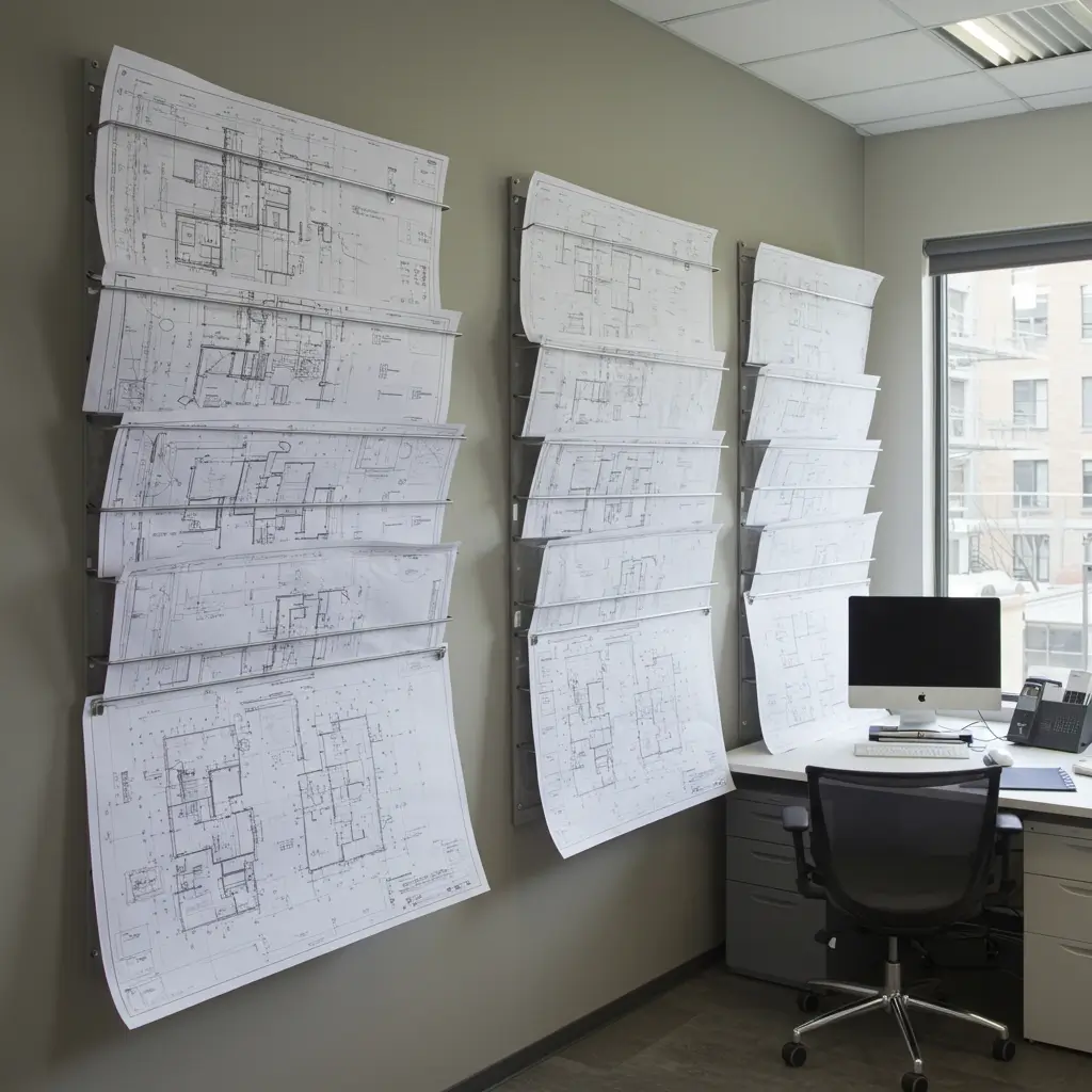Wall-Mounted Blueprint Holders