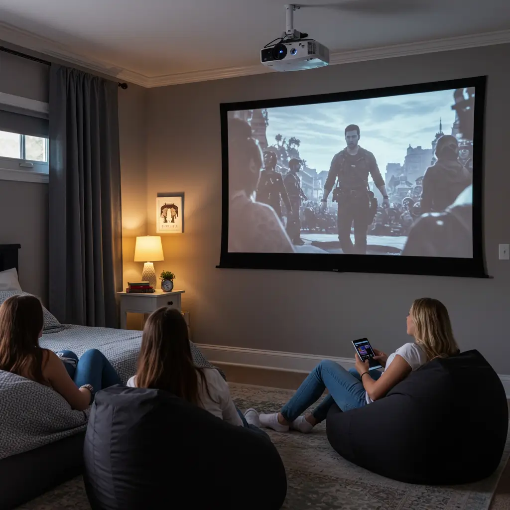 Wall-Mounted Projector for Movie Nights