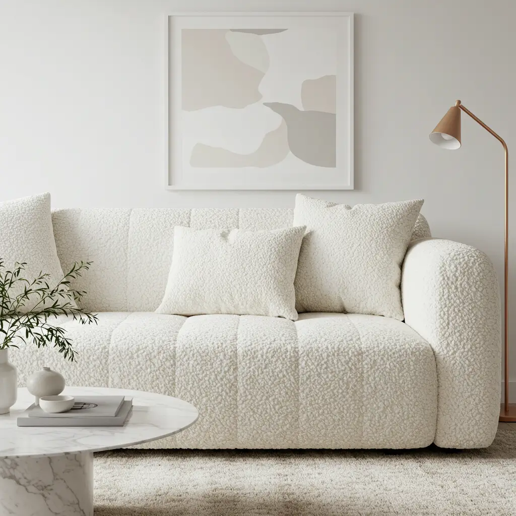 White Bouclé Sofa
