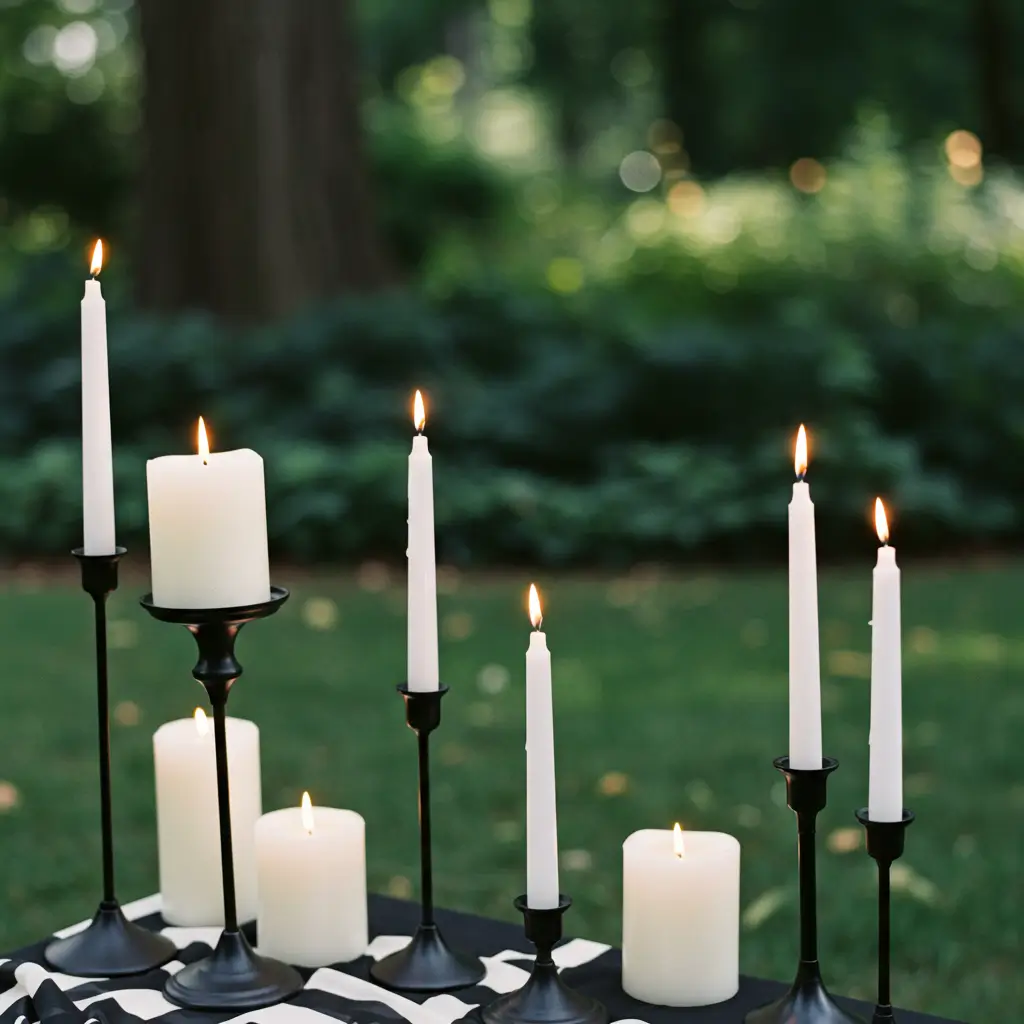White Candles in Black Holders