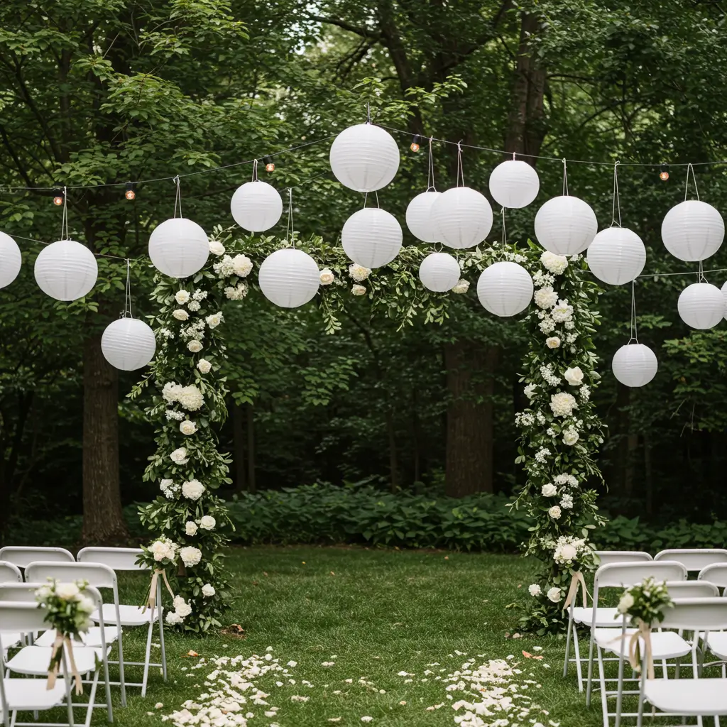White Lanterns Hanging Backdrop