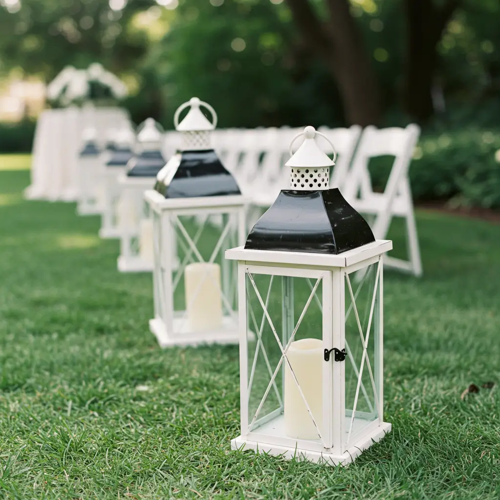 White Lanterns with Black Accents