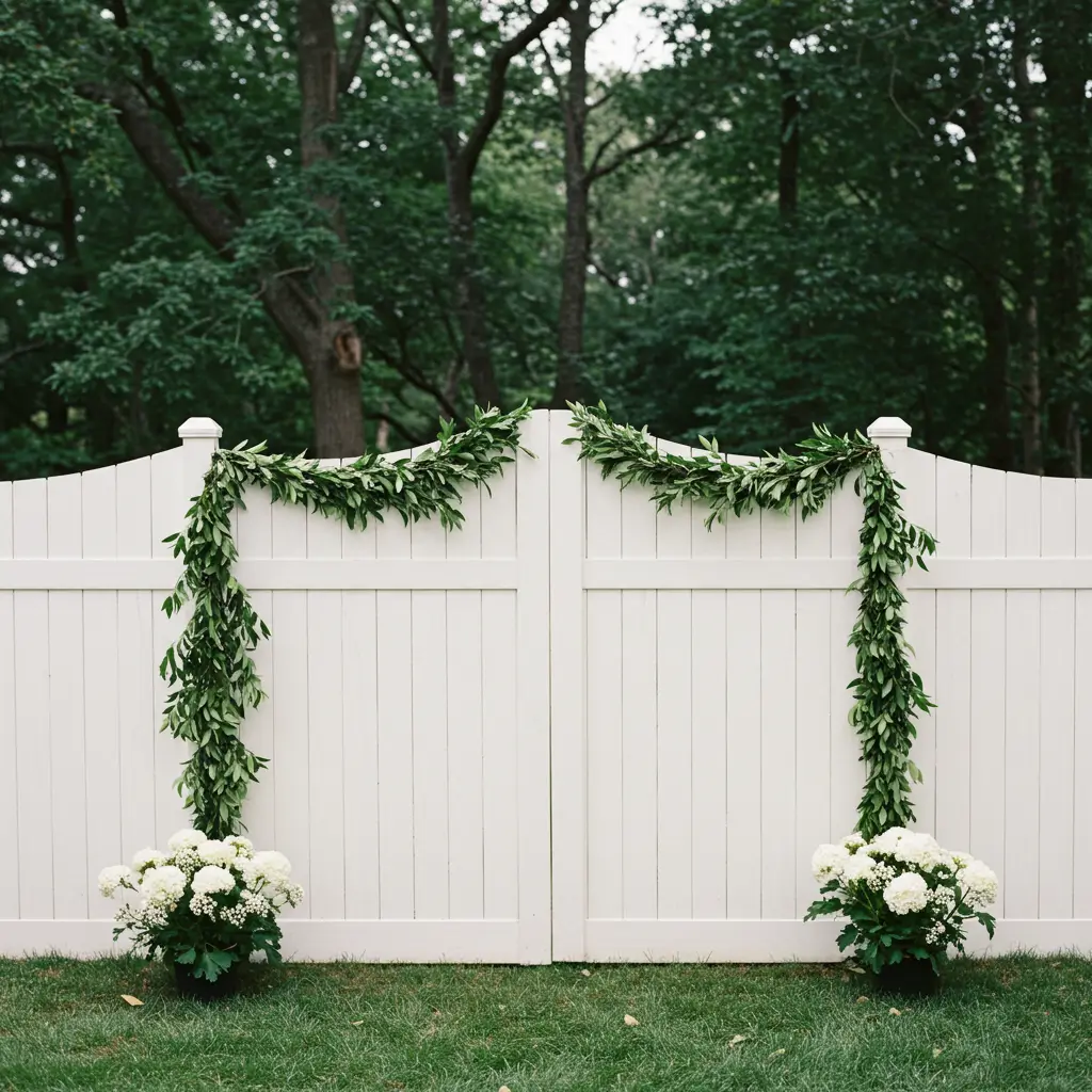 White Picket Fence with Greenery