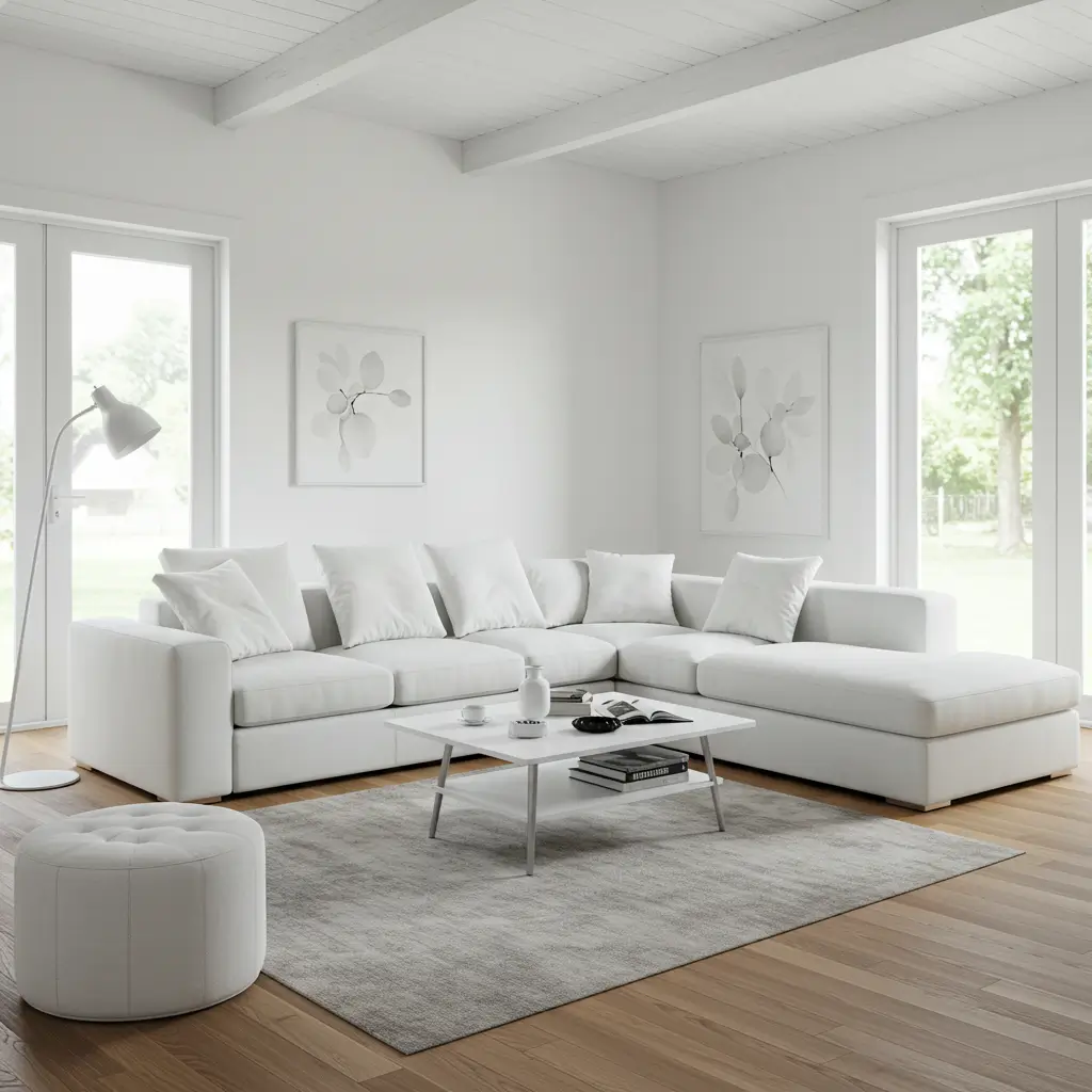 White Sectional with Chaise