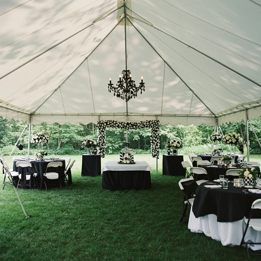 White Tents with Black Trimmings