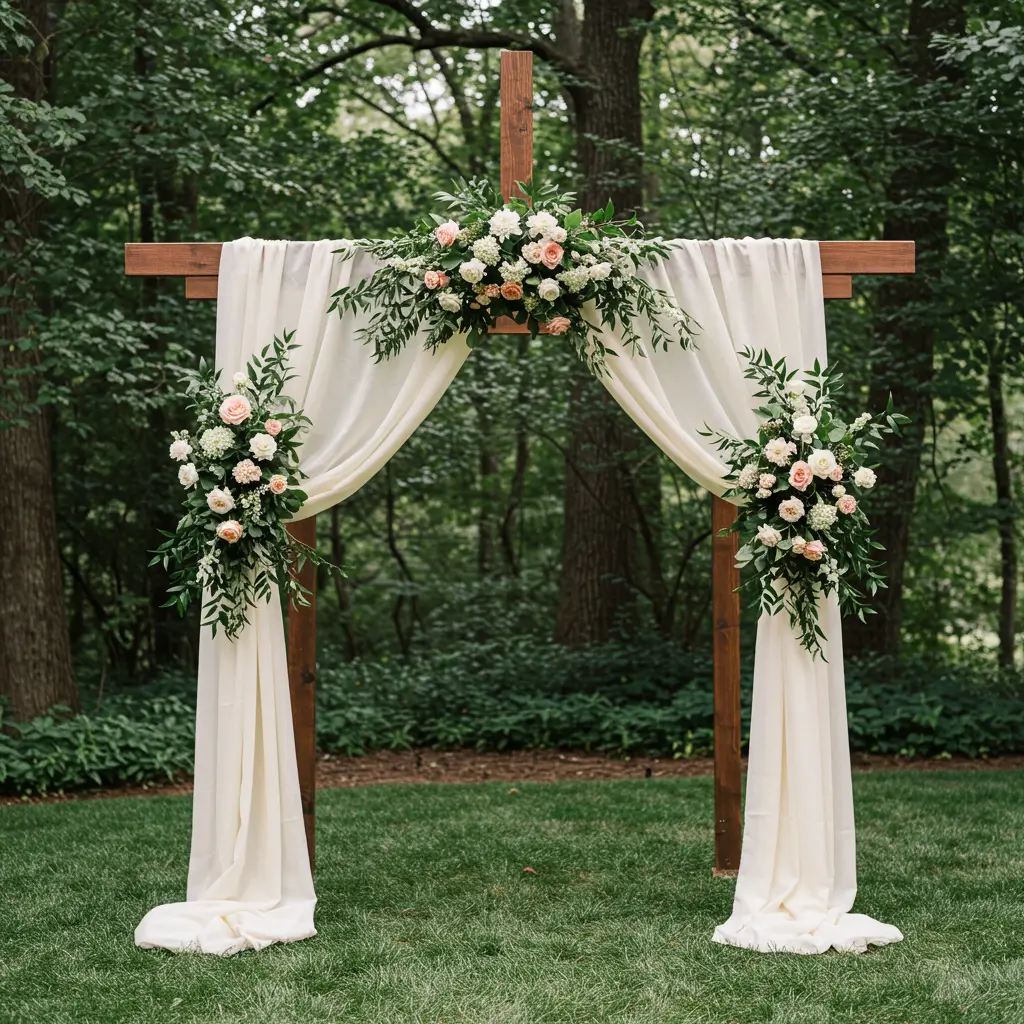 Wooden Cross with Drapes