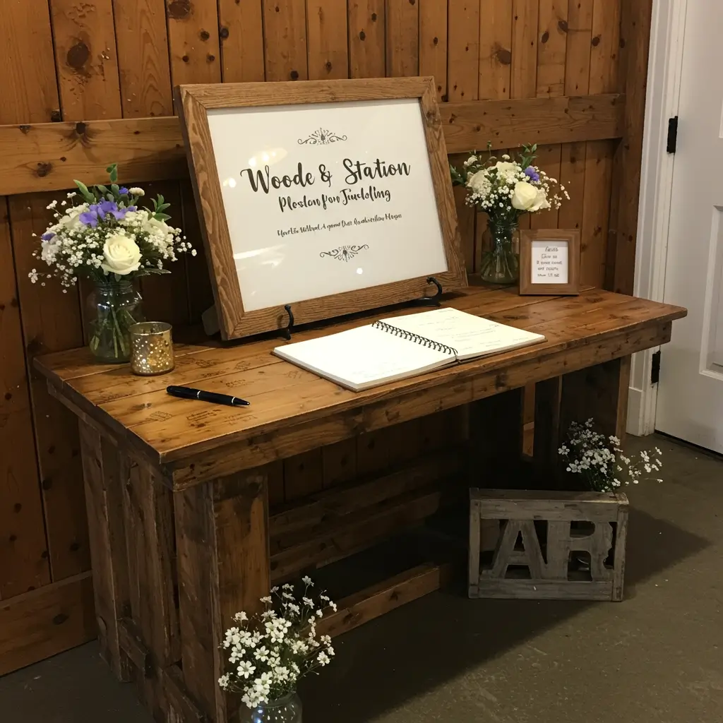 Wooden Guest Book Station