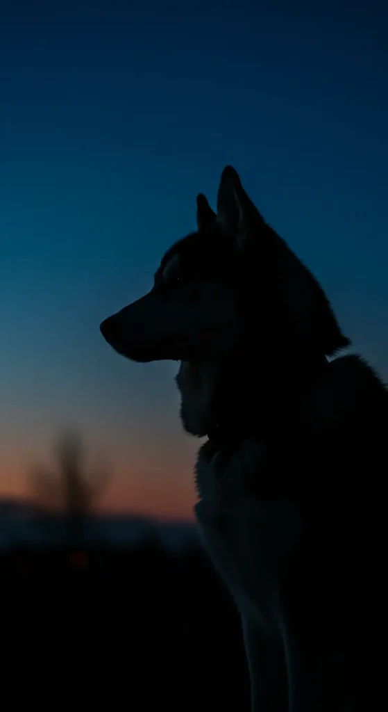 Blue Hour Husky Silhouette
