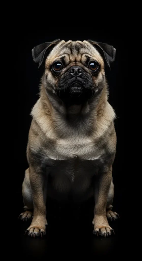 Matte Black Pug Studio Shot