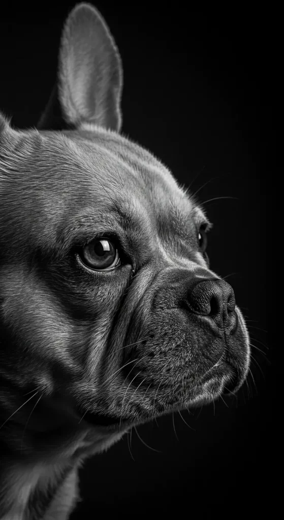 Monochrome French Bulldog Close Up