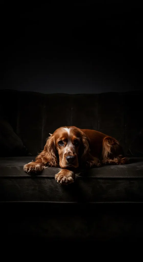 Velvet Couch Cocker Spaniel