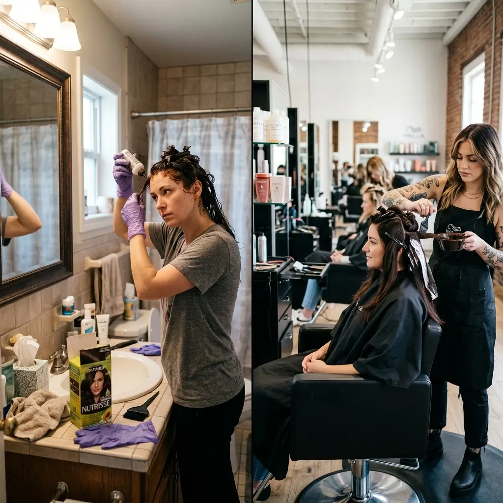 At home dark brown hair color can work but knowing when to go to a salon saves your hair