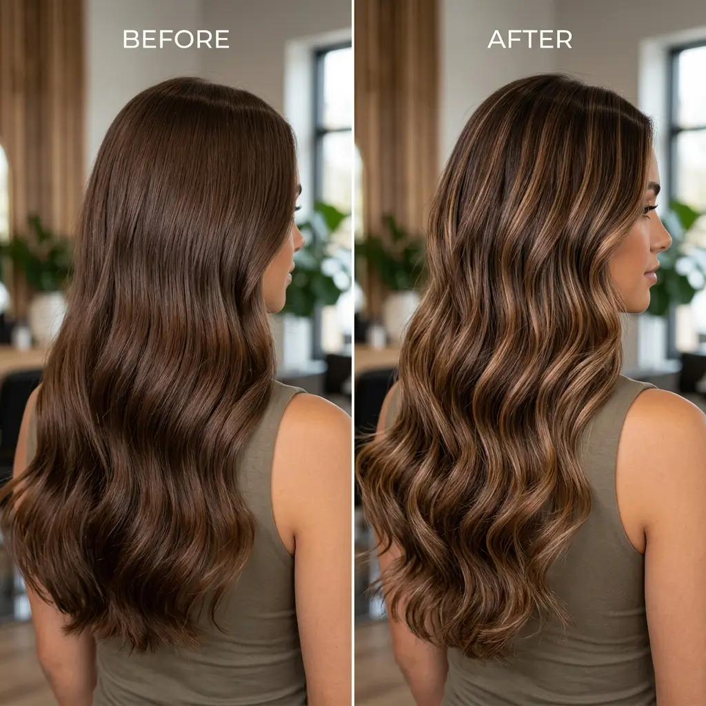 Balayage and highlights transform chocolate brown from pretty to absolutely stunning