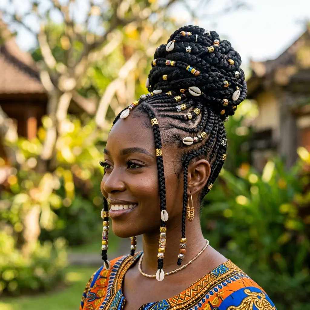 Fulani Braids Bun Style