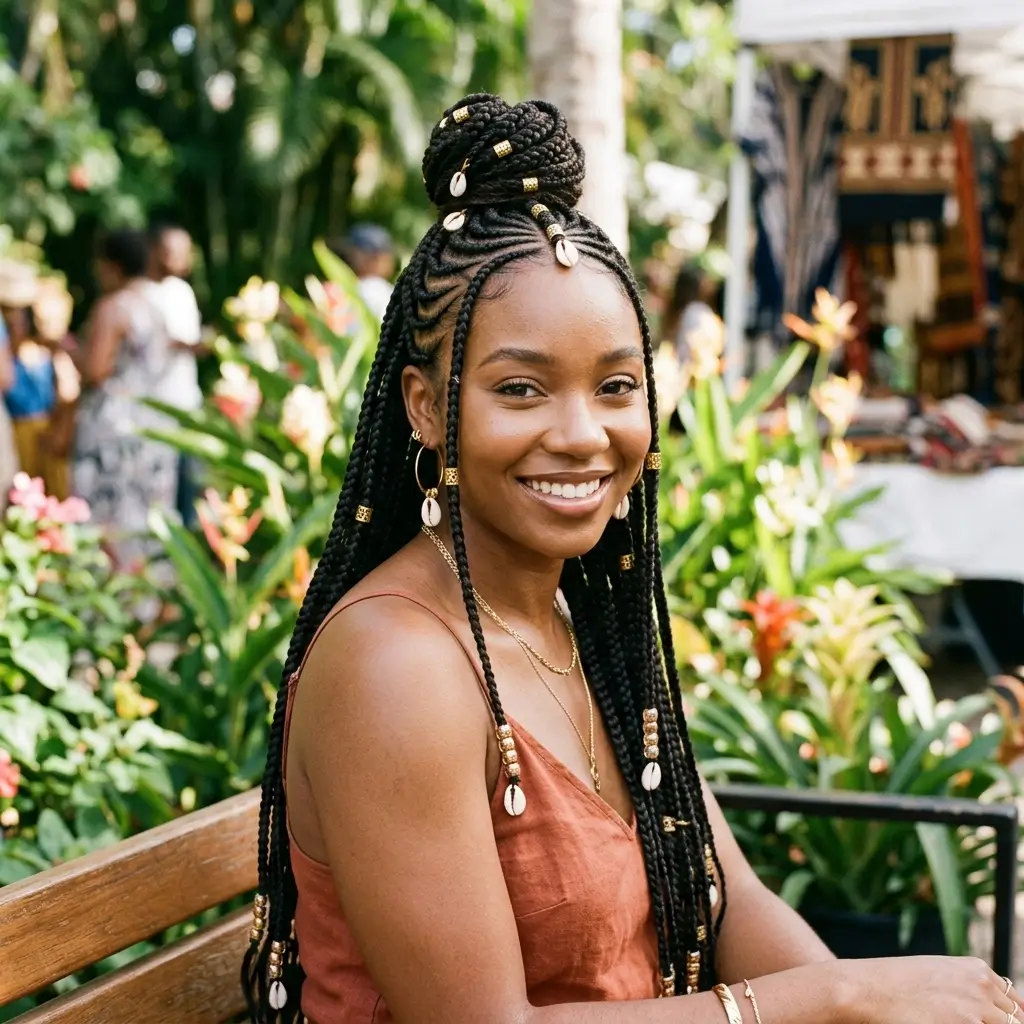 Fulani Braids Half Up Style