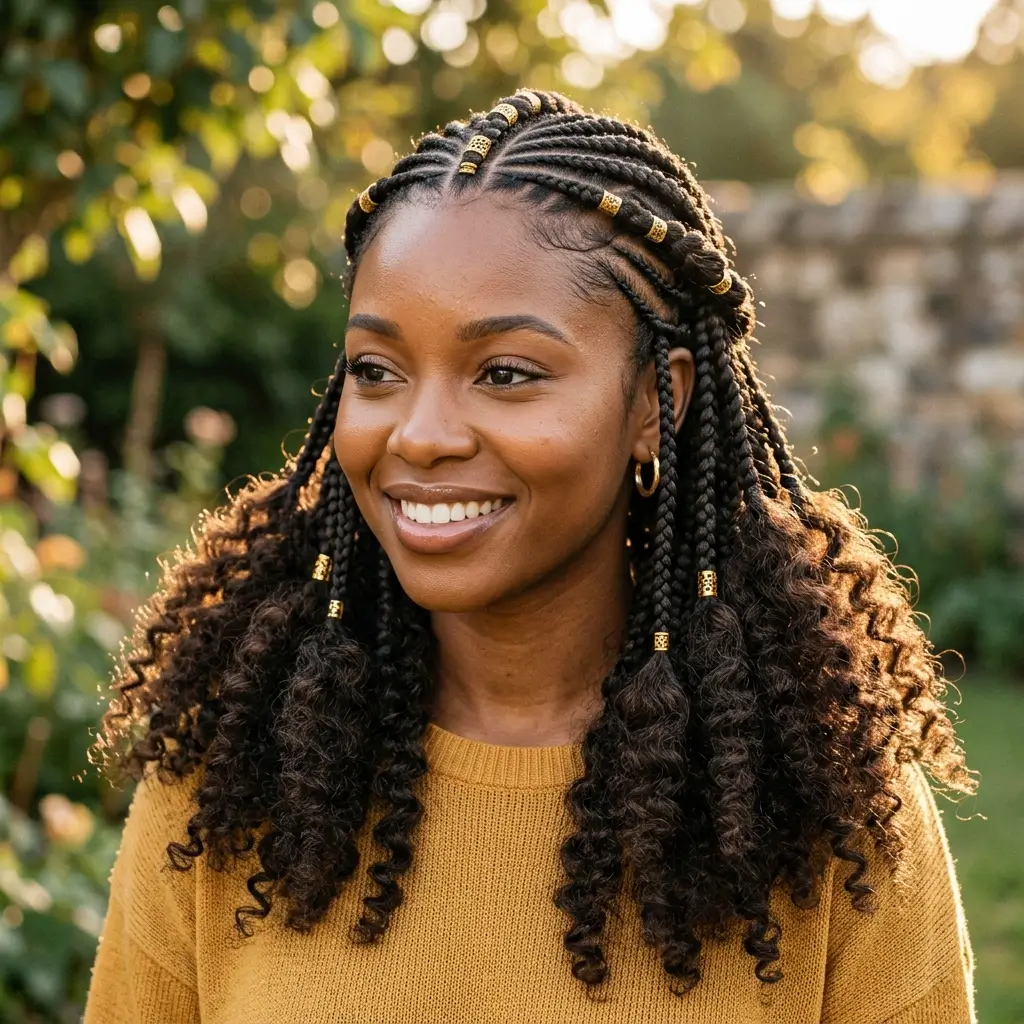 Fulani Braids with Curly Ends