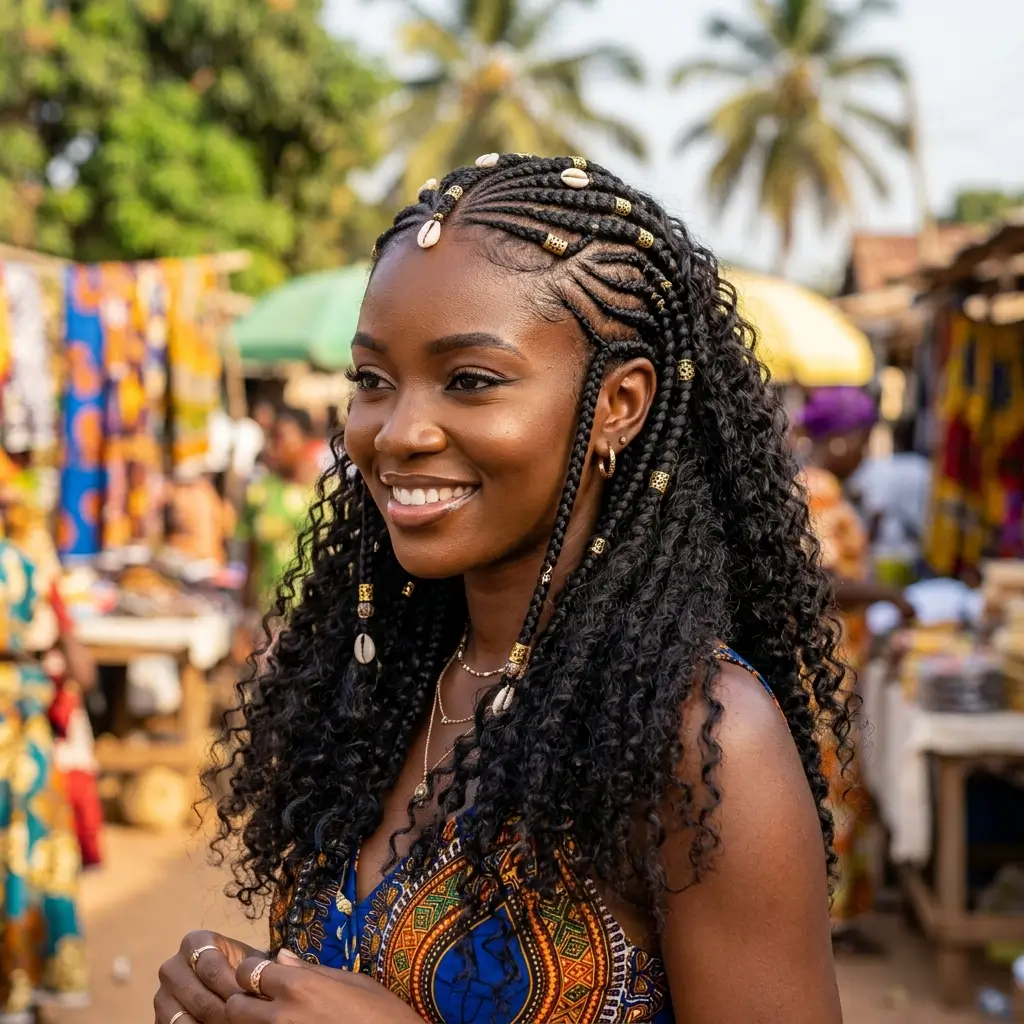 Fulani Braids with Loose Strands
