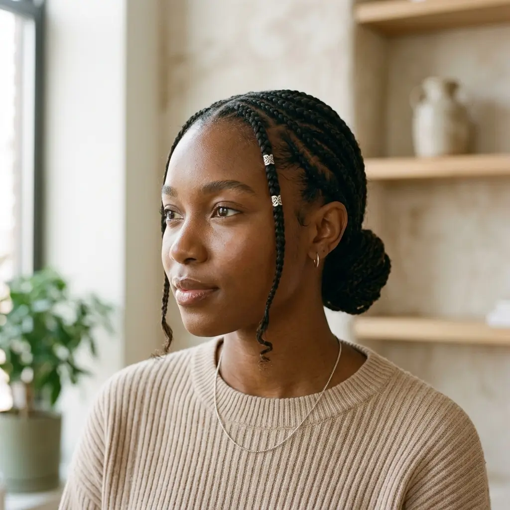 Fulani Braids with Minimal Look