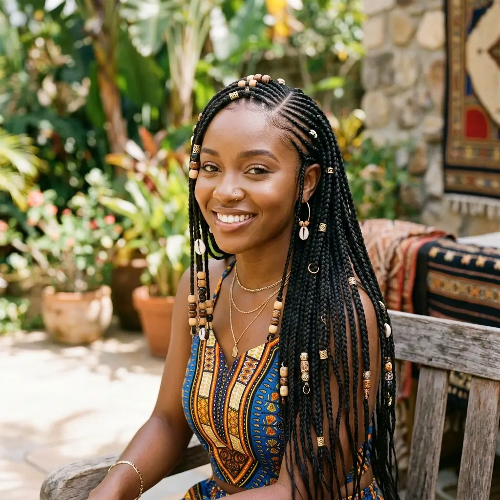 Fulani Braids with Side Part