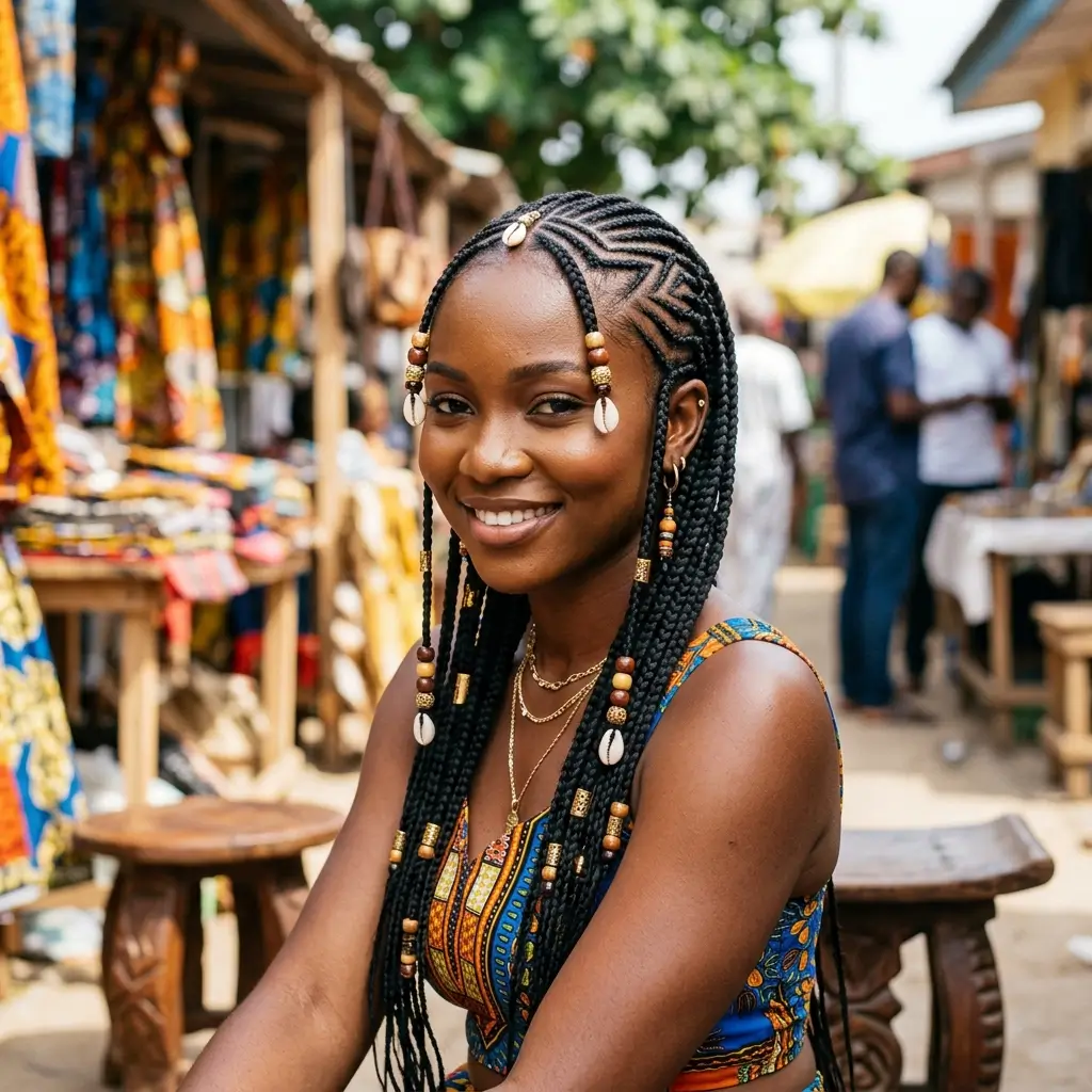 Fulani Braids with Zigzag Parts