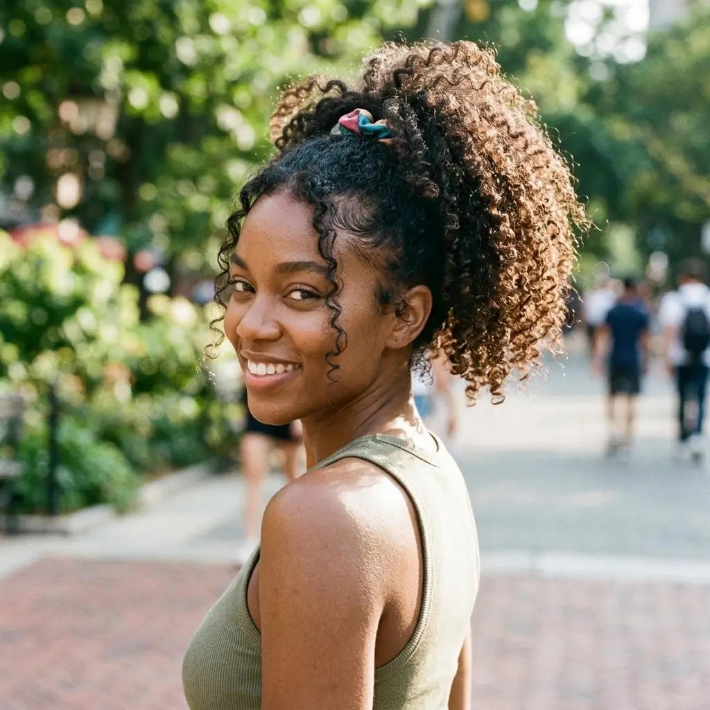 High Curly Ponytail