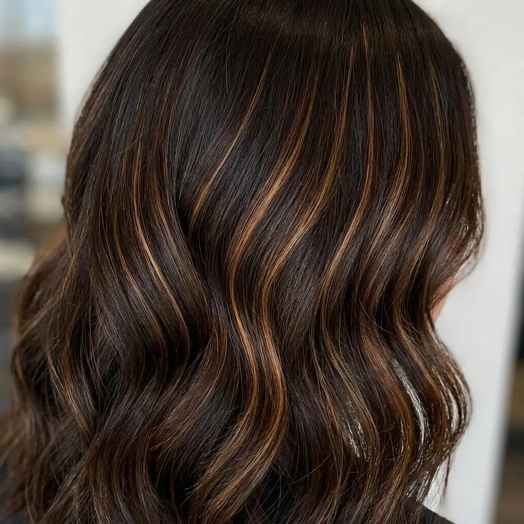 How caramel highlights on dark brown hair fade and why it is actually graceful