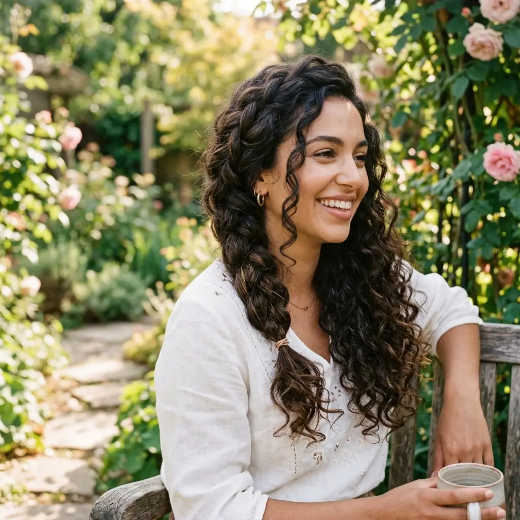 Loose Side Braid with Curls