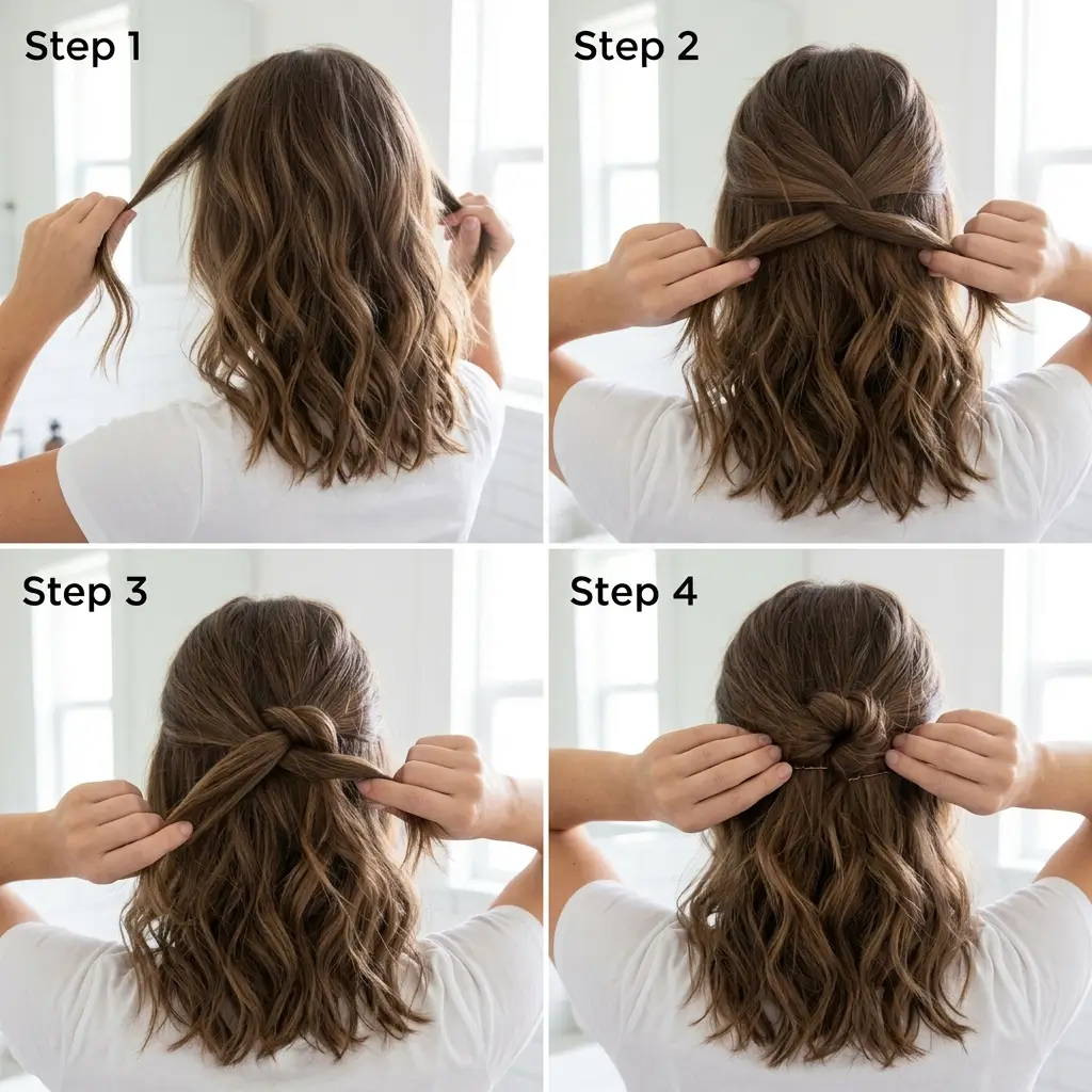 The knotted half up a half up style with an actual twist