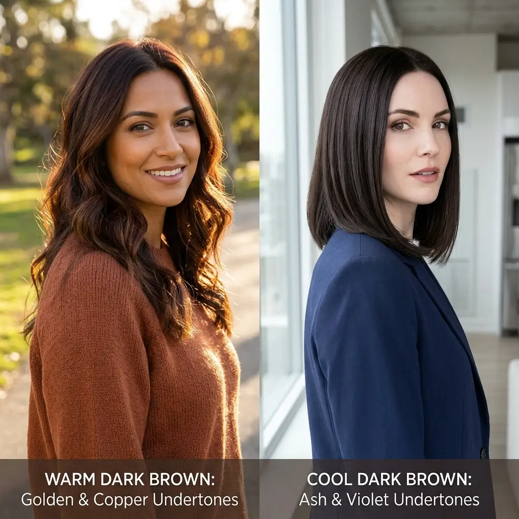 Warm vs. cool undertones in dark brown hair color this choice matters more than the shade itself
