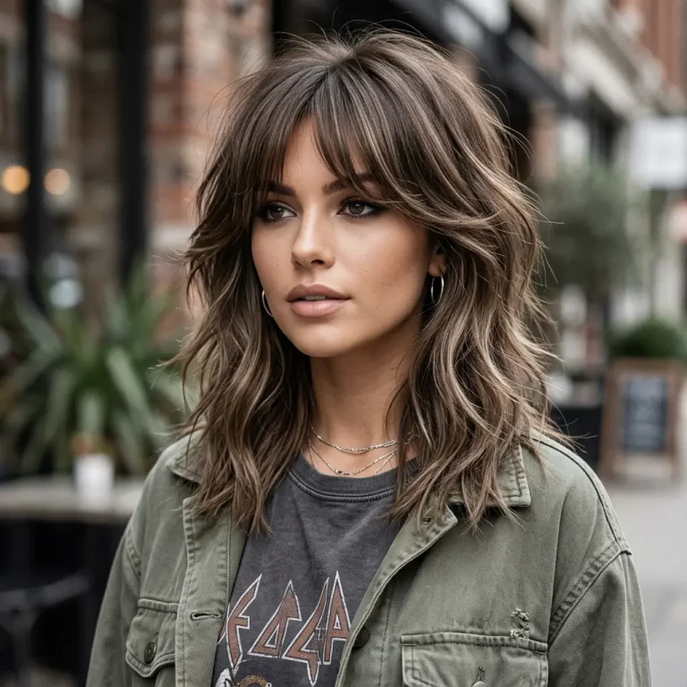 wolf cut with curtain bangs
