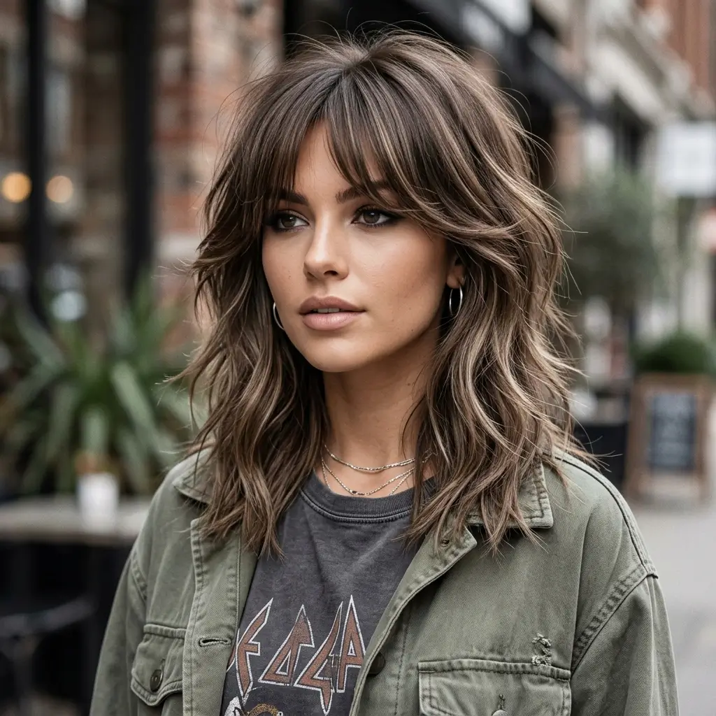 wolf cut with curtain bangs