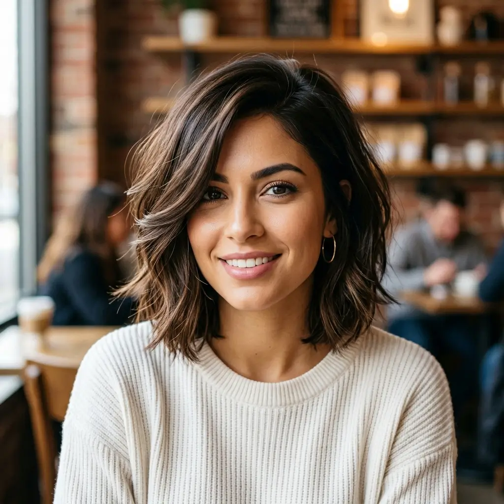 1. Layered Bob with Side Part