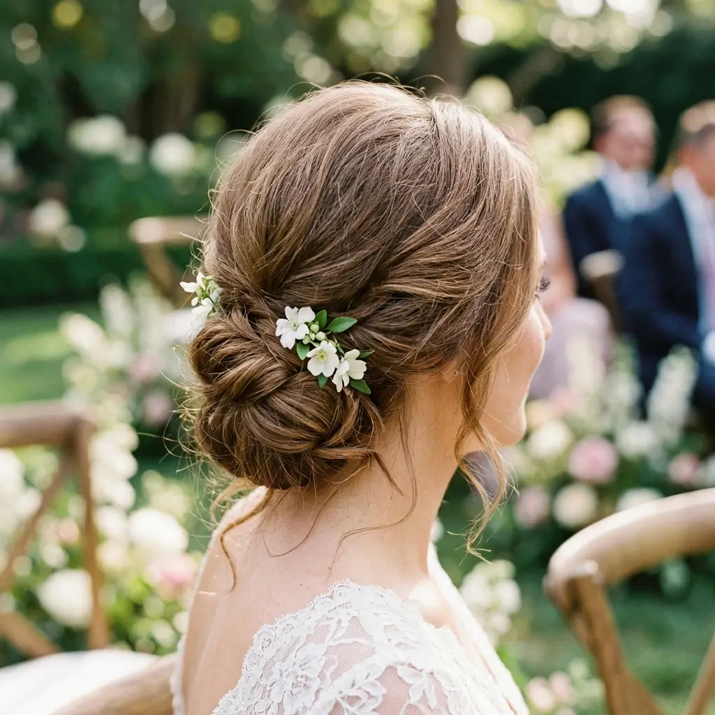 1. Textured Low Bun (Soft Volume Boost)